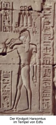 Der Kindgott Harsomtus im Tempel von Edfu
